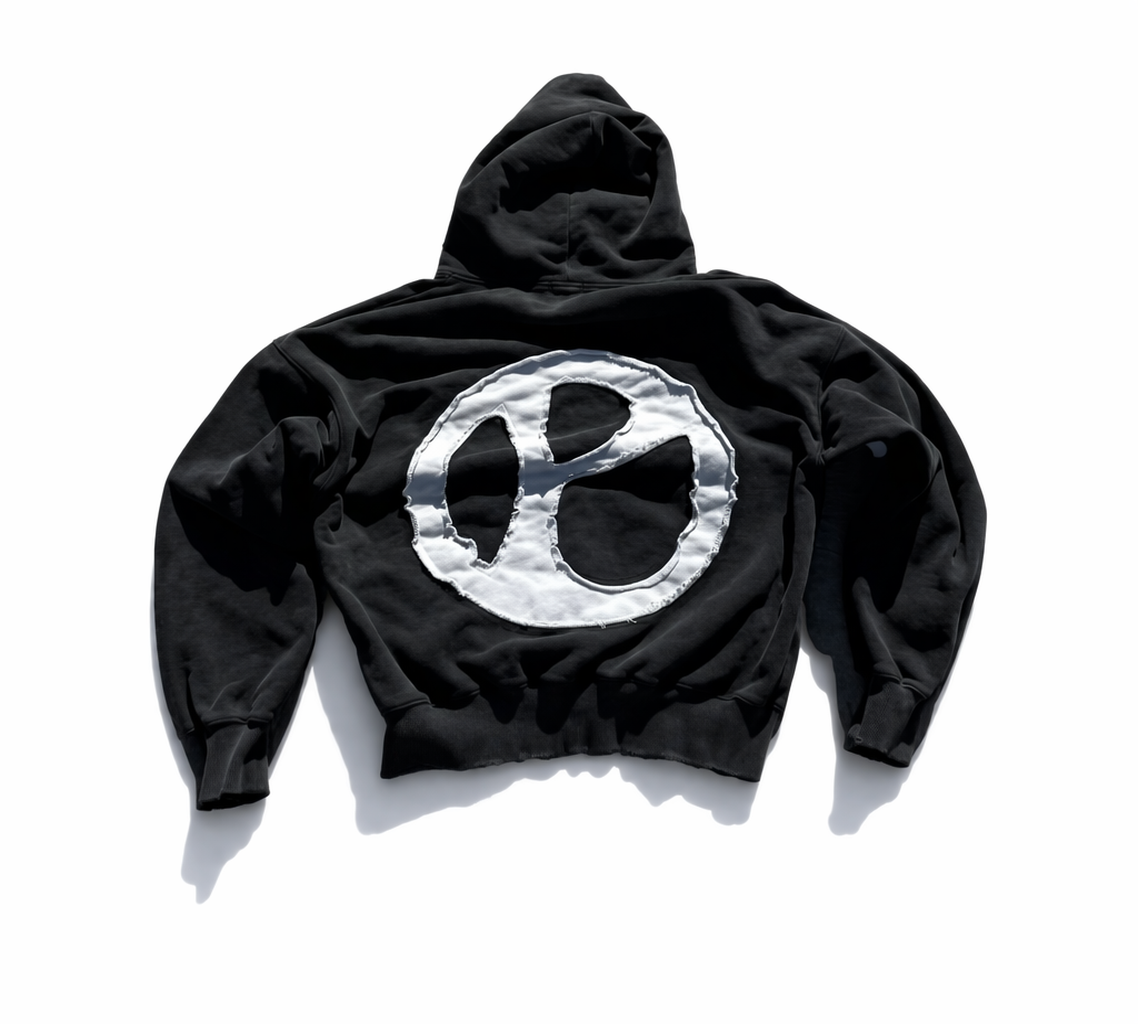 Black "Omni" Cross-Chest Hoodie