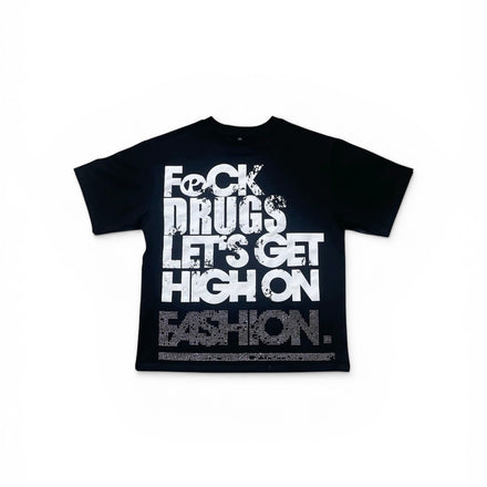 Black "F*CK DR*GS" Tee
