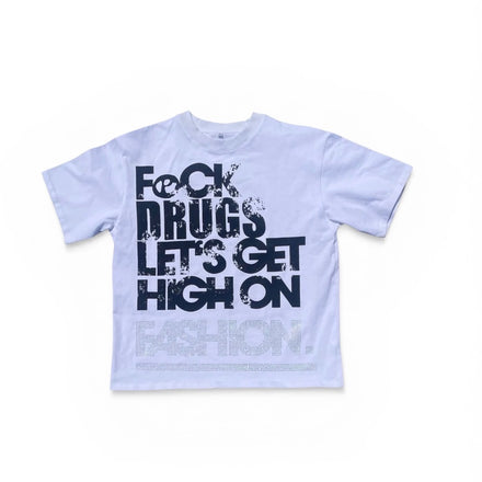 White "F*CK DR*GS" Tee
