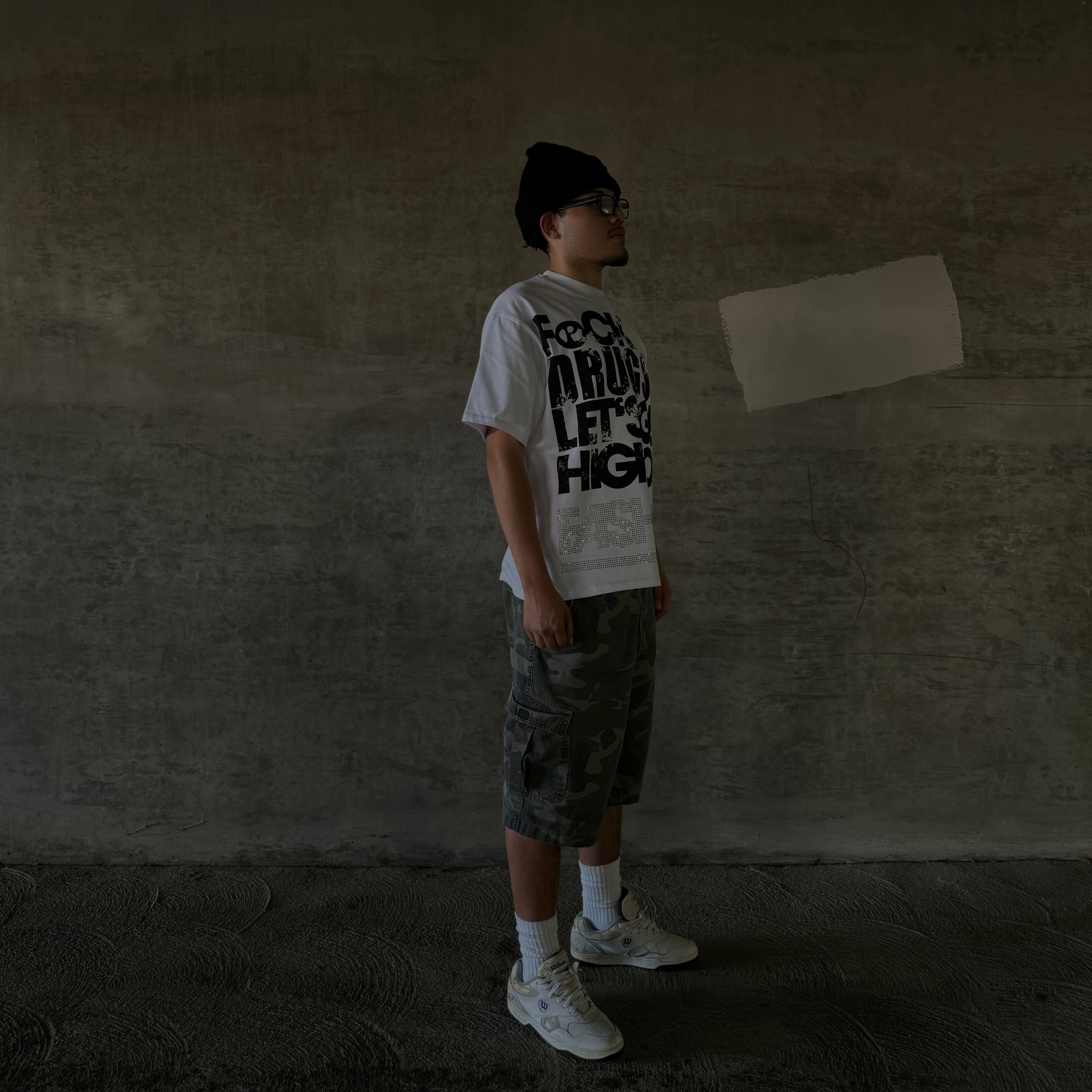 White "F*CK DR*GS" Tee